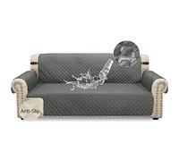 Granbest Copridivano Impermeabile 3 Posti Antiscivolo Copridivano con Cinghie Elastiche Lavabile Divano Protector per Bambini Animali Cani Gatti (3 Posti, Grigio)