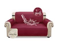 Granbest Copridivano impermeabile a 2 posti, rivestimento antiscivolo Loveseat con fasce elastiche, lavabile per bambini, animali domestici, cani, gatti, quattro stagioni, universale (2 posti, rosso