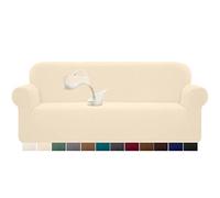 Granbest Copridivano Impermeabile Monopezzo Alto Elasticizzato Copridivano 4 Posti AntiGraffio Antiscivolo Divano Protector Tessuto Jaquard Spandex(4 Posti,Beige)