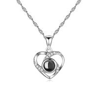 Grancey Argento Sterling 925 Collana con Proiezione di Foto Personalizzata Collana 100 Lingue ti Amo Ciondolo Cuore Memoria d'Amore in Oro Rosa Gioielli per Mamma Fidanzata
