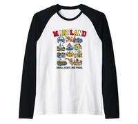 Granchio Blu di Chesapeake bay del Maryland Small State Big Pride Maglia con Maniche Raglan