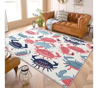 Granchio Dei Cartoni Animati Disegnato A Mano Pelo Corto Tappeto 120x180cm per Salotto, Area Divano, Camera da Letto Rosa Lavabile in Lavatrice Tappeto - Antiscivolo - Moderno - Peloso - Ultra Morbido