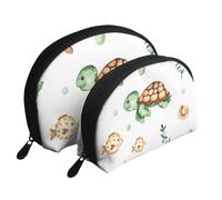 Granchio della tartaruga marina dell'acquerello sveglio, Borsa per trucco a conchiglia Portamonete da donna Borsa da toilette piccola Borsa per cosmetici 2 pezzi