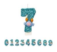 Granchio di candele di compleanno 7 numeri, 3D blu, 7 candele di compleanno per torte, con glitter fatti a mano, lucido, decorazione per torta di compleanno, perfetta per feste di compleanno a tema