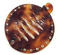 GRANCHIO FERMAGLIO A PETTINE CON STRASS 10 DENTI RODOID FRANCESE VISONE