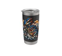 Granchio Mostro Kaiju Vintage Tatuaggio Giapponese Stile Bicchiere termico in acciaio inox doppia parete