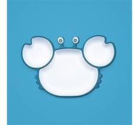 Granchio piatto per bambini suddiviso set di stoviglie per bambini con ventosa in silicone, set regalo per bambini, senza BPA (blu)