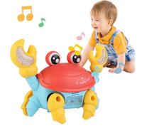 Granchio strisciante giocattolo per bambini - Granchio luminoso e musicale, giocattolo anfibio, giocattolo meccanico da rimontare per, giocattolo da bagno galleggiante, ideale per spiaggia, giochi
