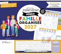 Grand calendrier hebdo famille organisée: Avec 1 stylo et 2 trombones