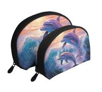 Grand Canal in Italy - Trousse portatile per cosmetici, organizer da viaggio con cerniera e scomparti interni, Arte delfini, Taglia unica