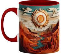 Grand Canyon And Sun Design Vibrant 3D Layered Art Style Tazza Con Manico Tazzine Da Caffè Microonde Mug Per Cappuccino Tè Espresso 330Ml