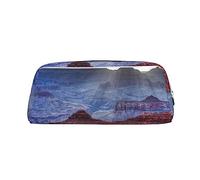 Grand Canyon - Astuccio in pelle con stampa del Grand Canyon, borsa da toeletta portatile da viaggio con cerniera, piccola borsa portaoggetti per donne e ragazze, Argento, Taglia unica, Beauty case
