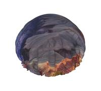 Grand Canyon Cuffia da doccia per donne e uomini, regolabile, riutilizzabile, a doppio strato, impermeabile, fodera in EVA, fascia elastica per capelli per tutte le lunghezze