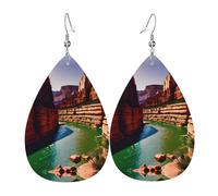 Grand Canyon - Orecchini a goccia in pelle stampata, alla moda, accessorio per feste
