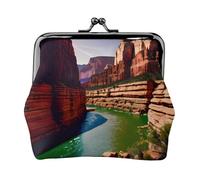 Grand Canyon - Portafoglio in pelle PU con stampa in microfibra, con chiusura a bacio, mini custodia per rossetto, per organizzare il cambio delle chiavi