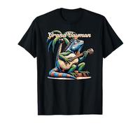 Grand Cayman iguana suonare la chitarra sotto una palma Maglietta