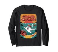 Grand Cayman, Retro Ocean Tramonto e Stingray Sea Life Fun Maglia a Manica