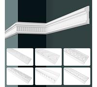 GRAND DECOR Listelli in stucco a parete stile barocco, in poliuretano espanso bianco - 2m Listelli decorativi a motivi geometrici Profili decorativi Listelli piatti da costruzione (2 metri CR706)