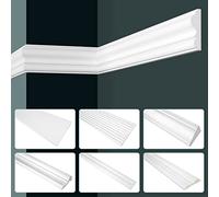 GRAND DECOR Listelli in stucco per pareti moderne, in poliuretano espanso bianco - 2m Listelli per pareti lisci Profili decorativi Listelli piatti in stucco Cornici per quadri (30 metri CR825)