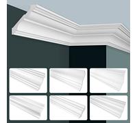 GRAND DECOR Modanature a stucco per soffitti moderni, schiuma rigida PU bianca - 2m modanature per soffitti lisce Modanature a stucco per soffitti da incollare (2 metri P827)