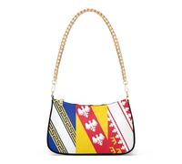 Grand Est - Pochette da donna con stampa con bandiera della Gran Est, pochette da sera con chiusura a cerniera, tracolla a catena