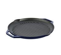 GRAND FEU - Bistecchiera in Ghisa con Manici per Barbecue, Cucina e Forni, Resiste a Temperature Fino a 300°, Diametro 34 cm, Colore Blu