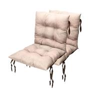 Grand Filippo Cuscini Per Sedie Da Esterno Con Schienale 50 x 50 cm 2 pz. - Cuscino Per Sedie Da Giardino - Cuscini Da Esterno Impermeabili Con Corde Di Fissaggio - Beige (SET x2)