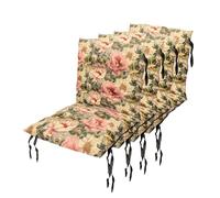 Grand Filippo Cuscini Per Sedie Da Esterno Con Schienale 50 x 50 cm 4 pz. - Cuscino Per Sedie Da Giardino - Cuscini Da Esterno Impermeabili Con Corde Di Fissaggio - Peonia (SET x4)