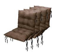 Grand Filippo Cuscini Per Sedie Da Esterno Con Schienale 50 x 50 cm 4 pz. - Cuscino Per Sedie Da Giardino - Cuscini Da Esterno Impermeabili Con Corde Di Fissaggio - Marrone (SET x4)