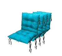 Grand Filippo Cuscini Per Sedie Da Esterno Con Schienale 50 x 50 cm 4 pz. - Cuscino Per Sedie Da Giardino - Cuscini Da Esterno Impermeabili Con Corde Di Fissaggio - Azzurro (SET x4)