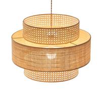 Grand Lustre en rotin de 23,6 pouces - Suspension Vintage en bambou tressé pour îlot de Cuisine, Salle à Manger et Couloir (60 cm)