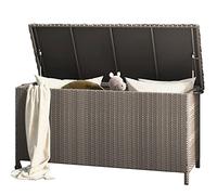 Grand patio Contenitore Box 480 L in Resina, Baule da Giardino con Rotelle Coperchio, Cassapanca Per Esterni, Facile Montaggio, Polyrattan Box Esterno da Giardino Esterno (Marrone Chiaro)