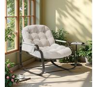 Grand Patio Poltrona a dondolo 89,5 x 94,5 x 93,5 cm, Poltrona a dondolo in rattan con poggiapiedi pieghevole, sedia da dondolo con tasca laterale e cuscino, per camera da letto, soggiorno, giardino
