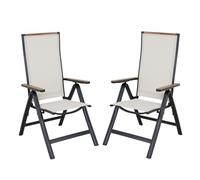 Grand patio Set di 2 sedie pieghevoli da giardino in alluminio con braccioli e seduta in rete traspirante, schienale alto regolabile in 6 posizioni, sedia pieghevole per esterni, giardino, sala da