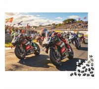 Grand Prix Jigsaw Puzzle 1000 Teile Recycled Material Motorrad Race Puzzles für Junge & Mädchen Ages 6 Years Up Lustiges und Herausforderndes Familien Spiel Aktivität 38x26cm/1000pcs
