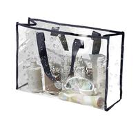 Grand Sac de Sport Transparent - Sac fourre-Tout in PVC | Sac de Sport résistant, Sac de Plage imperméable, Sac de Transport Pratique, Sac à linge léger, idéal pour Voyage, Gym, Shopping, nero