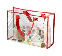 Grand sac de Sport trasparente - Sac fourre-Tout en PVC | Sac de Sport résistant, sac de plage imperméable, sac de Transport Pratique, sac à linge léger, idéal Pour Voyage, Gym, Shopping, rosso, vedi