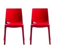 GRAND-SOLEIL Set di 2 sedie Ice impilabili, design rosso lucido
