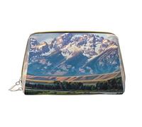 Grand Teton National Park Borsa per il trucco stampata per le donne Borsa per il trucco in pelle portatile Borsa da viaggio con cerniera per cosmetici organizer
