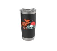 Grand Teton National Park Moose & Mountains Typography Bicchiere termico in acciaio inox doppia parete