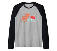 Grand Teton National Park Moose & Mountains Typography Maglia con Maniche Raglan