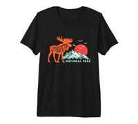 Grand Teton National Park Moose & Mountains Typography Maglietta Premium