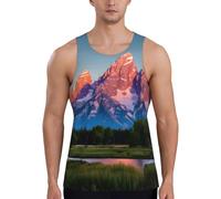 Grand Teton National Park Print - Gilet da allenamento da uomo, ad asciugatura rapida, traspirante, per spiaggia, sport, abbigliamento casual quotidiano, Nero , S