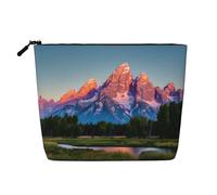 Grand Teton National Park Stampa Monostrato Finto Canapa Borsa per il Trucco Borsa per il Trucco con Cerniera Accessori per Cosmetici da Donna, Nero, Taglia Unica, Nero, Taglia Unica, Nero, One Size