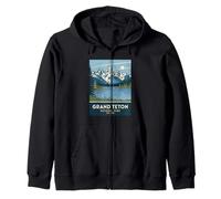 Grand Teton National Park Vintage Campeggio Escursionismo Uomo Donna Felpa con Cappuccio