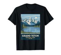 Grand Teton National Park Vintage Campeggio Escursionismo Uomo Donna Maglietta