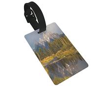Grand Tetons National Park at Schwabacher River with Reflection of Mountains Peaks 2 PC Etichette per bagagli in PVC Protezione privacy Etichette per bagagli in silicone Etichette per valigie da via