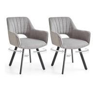 GrandCA HOME set di 2 Sedia da pranzo girevole a 360° con braccioli,sedia da cucina moderna,con gambe in metallo,ideale per cucine,sale da pranzo e camere da letto-Grigio chiaro