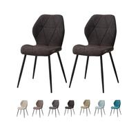 GrandCA HOME Set di 2 sedie da pranzo imbottite, da cucina nordica, imbottite, con gambe in metallo, cuscino in tessuto rombo, nero-R