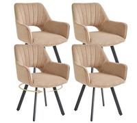 GrandCA HOME set di 4 Sedia da pranzo girevole a 360° con braccioli,sedia da cucina moderna,con gambe in metallo,ideale per cucine,sale da pranzo e camere da letto-Marrone chiaro